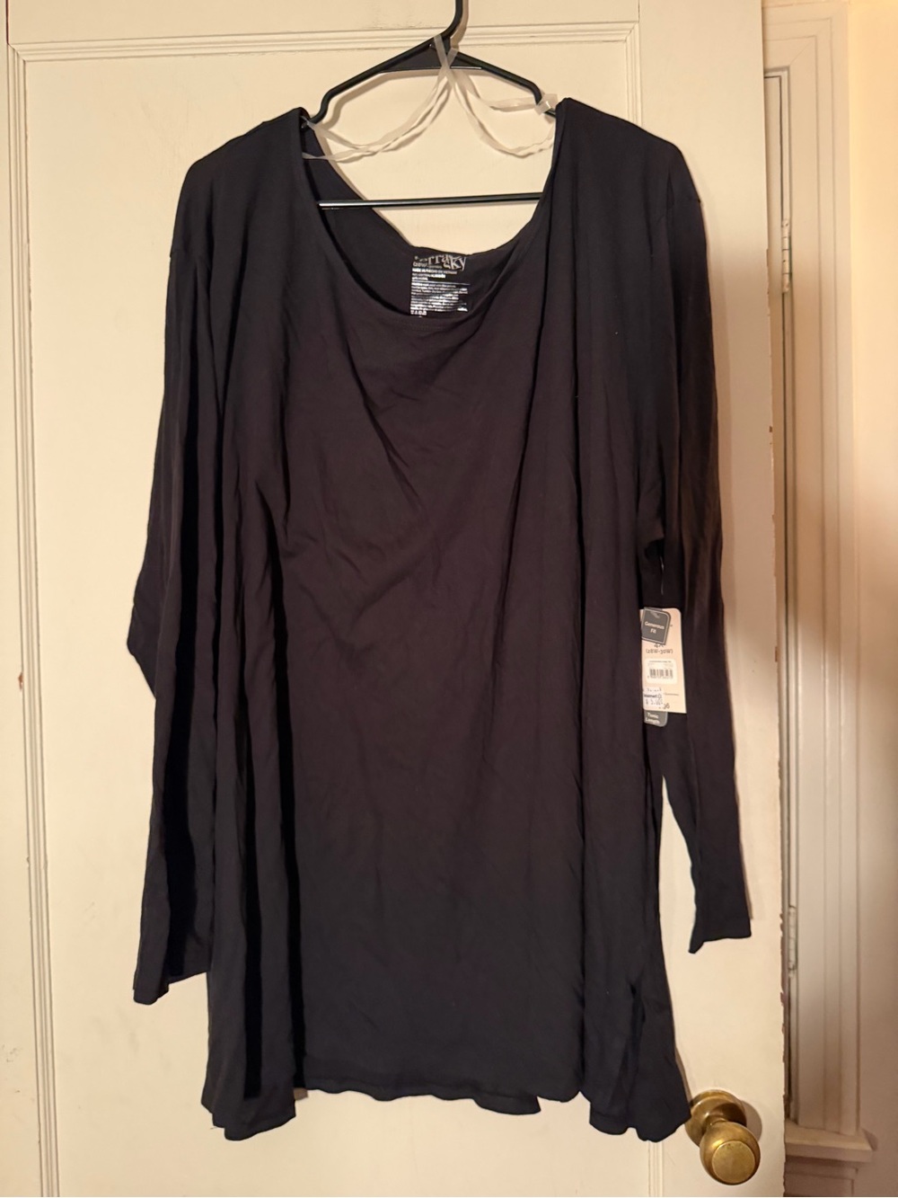 Terra & Sky Black Long-Sleeve Draped Tunic